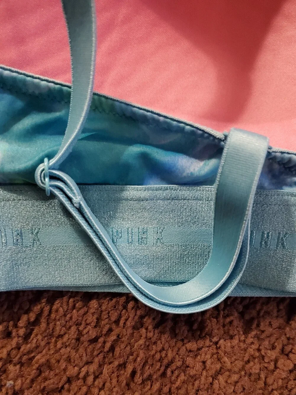 PINK Victoria's Secret Blue Blur No Wire Push Up Smooth T Shirt Bra Size 38C